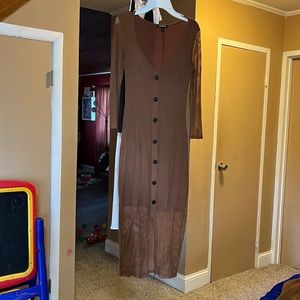 Brown dress with buttons size XS express